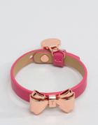 Ted Baker Curved Bow Leather Bracelet - Pink