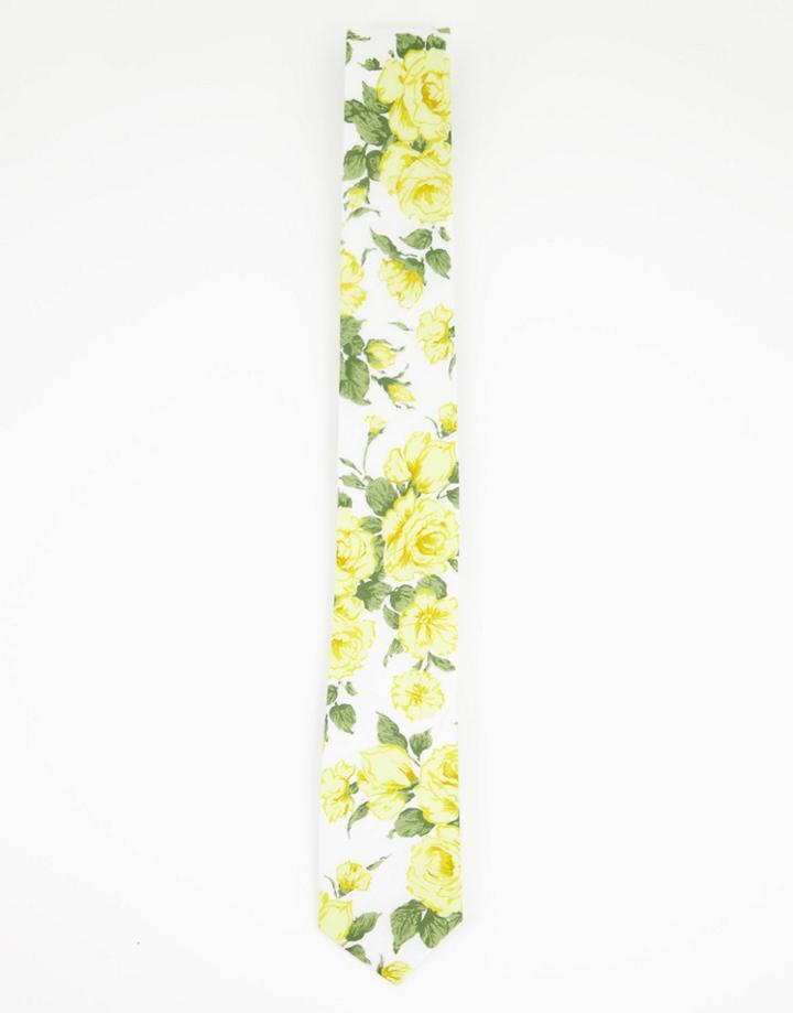 Gianni Feraud Liberty Print Floral Tie-yellow