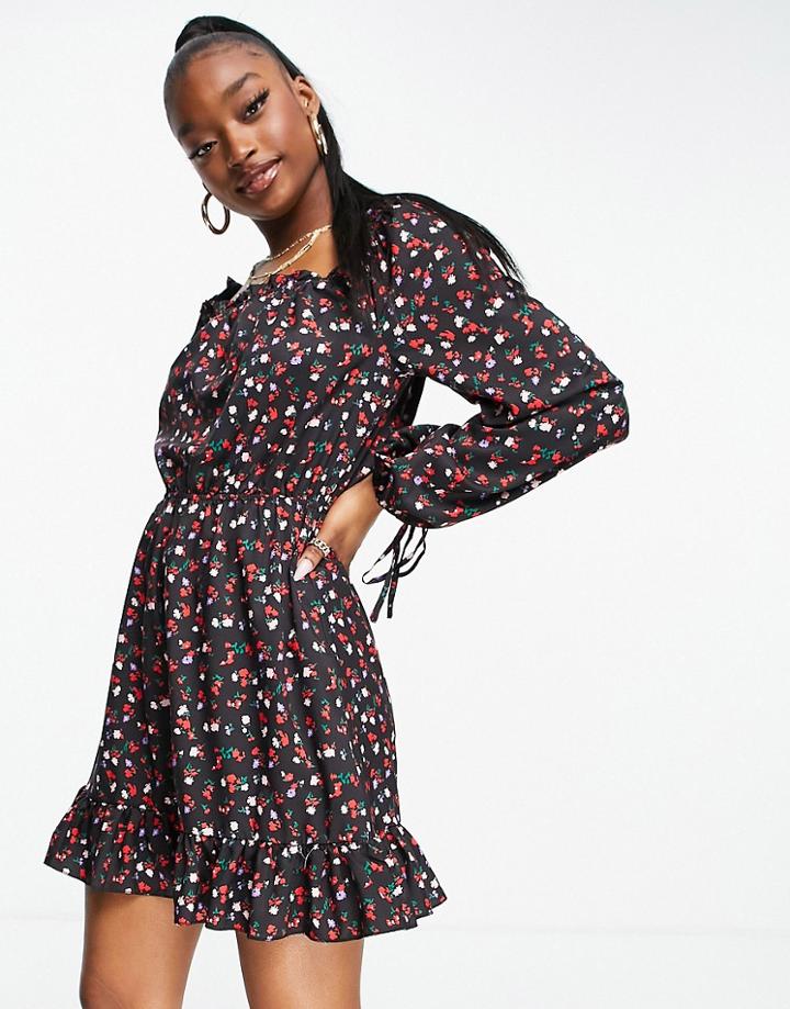 Parisian Mini Dress In Floral Print-multi