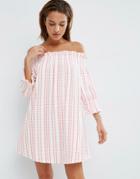 Asos Polka Dot Cold Shoulder Swing Beach Dress - Cream