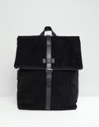 Asos Design Suede Backpack In Black With Internal Laptop Pouch - Black