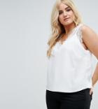 Asos Curve Tank With Lace And Mesh Trim - Cream