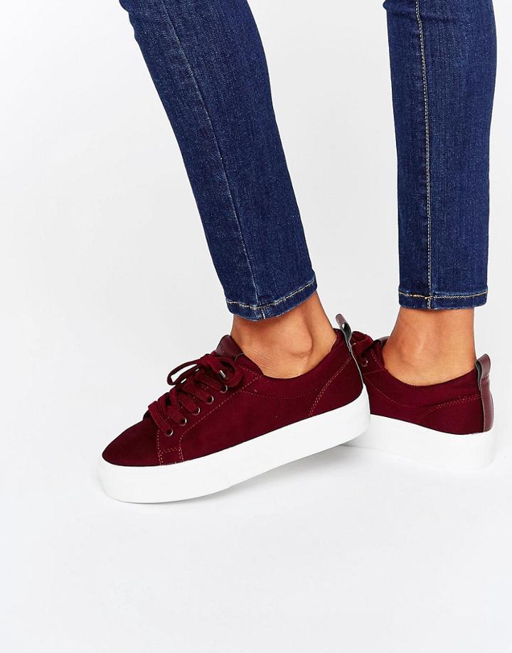 Pull & Bear Flatform Sneaker - Burgundy