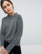 Jdy Ulrikke Cable Sleeve Alpaca Mohair Blend Sweater - Green