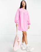 Miss Selfridge Gathered Yoke Sweat Dress In Pink