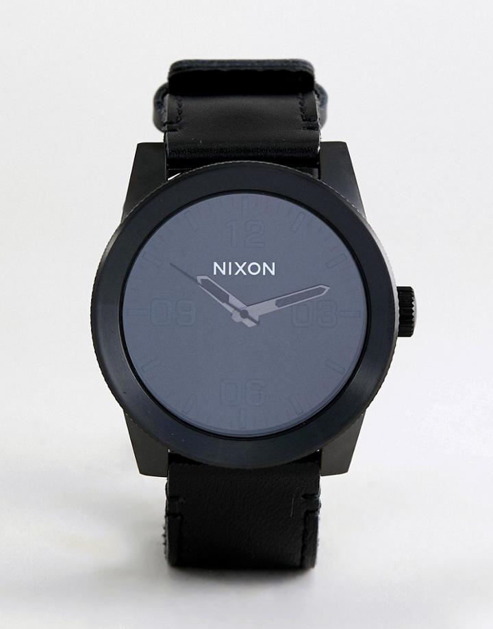 Nixon A243 Corporal Leather Watch In Black - Black
