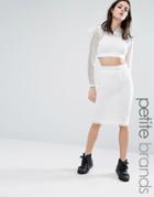 Noisy May Petite Kicks Back Mesh Grid Bodycon Skirt - White