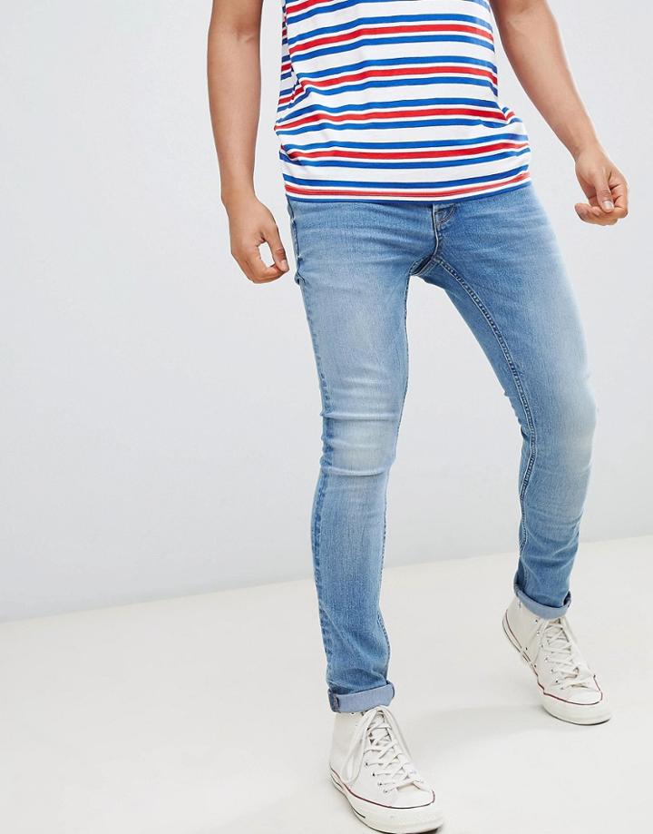 Only & Sons Washed Jeans In Skinny Fit - Blue