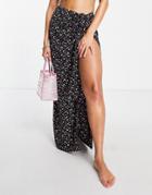 The Frolic Winnie Maxi Sarong In Black Floral-multi
