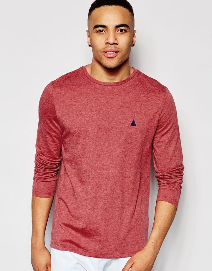 Asos Long Sleeve T-shirt With Triangle Logo In Red - Red