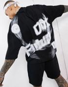 Asos Dark Future Oversized T-shirt With Warped Logo Print In Black