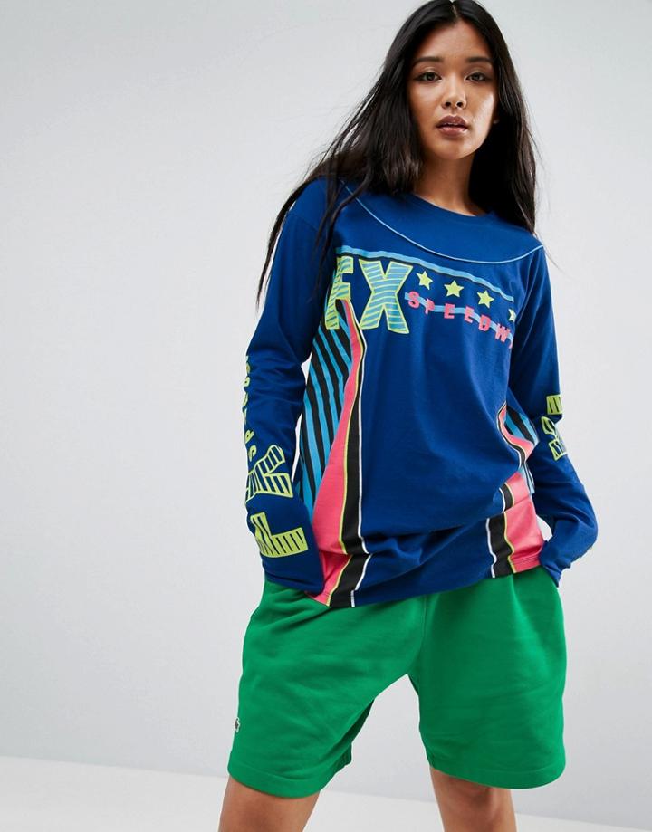 Asos T-shirt With Motocross Print And Super Long Sleeve - Multi