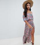 Asos Design Petite Beach Pants In Mosaic Tile Two-piece - Multi