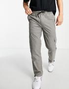 Topman Skinny Checked Cargo Pants In Brown With Seam Detail