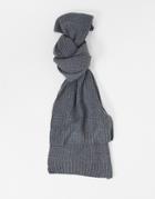 Asos Design Knitted Scarf In Gray Waffle Texture-grey