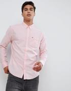Hollister Muscle Fit Icon Logo Oxford Shirt In Pink - Pink