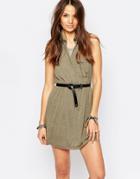 Vero Moda Military Tank Dress - Washed Ivy Green