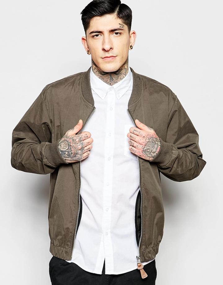 Fat Moose Bomber Jacket In Gray - Anthracite