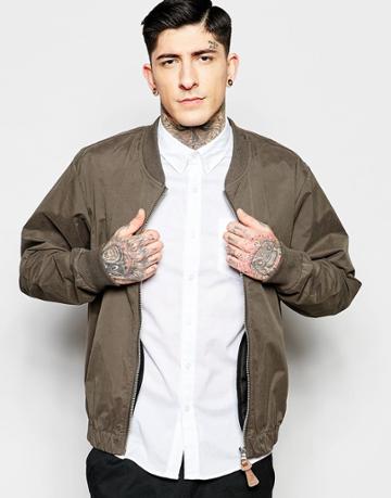 Fat Moose Bomber Jacket In Gray - Anthracite