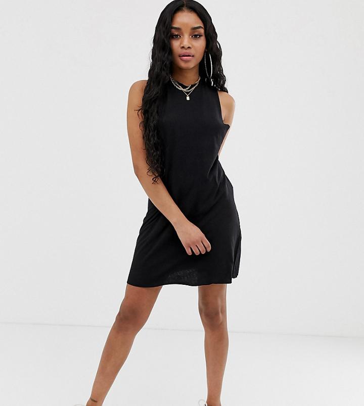 Asos Design Petite Slub Tank Dress-black