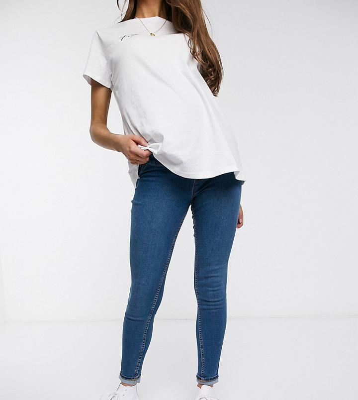 New Look Maternity Lift And Shape Overbump Jegging In Mid Blue-blues