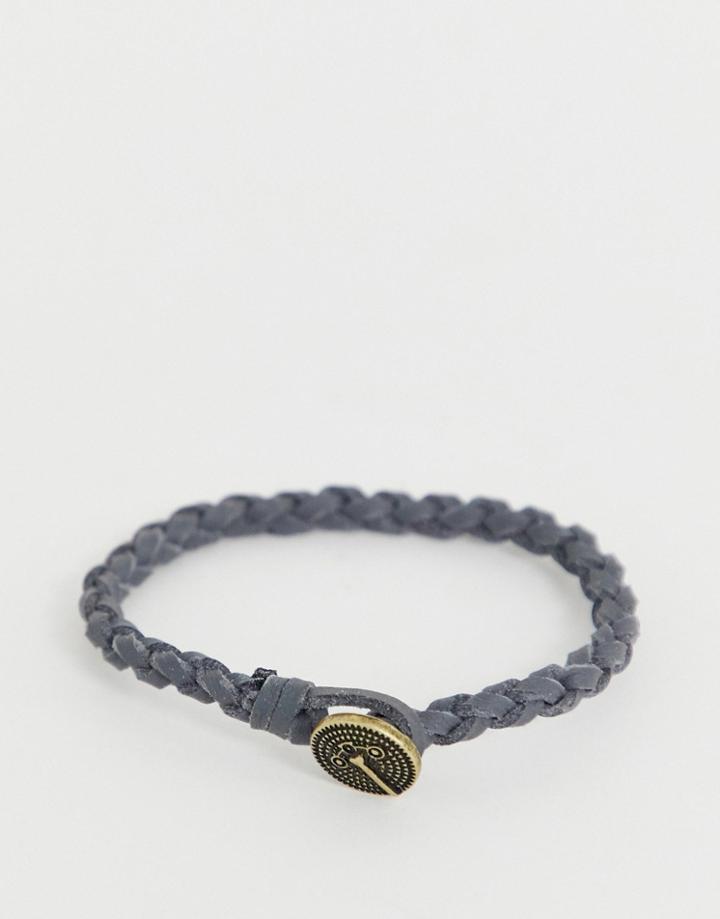Icon Brand Gray Leather Bracelet - Gray