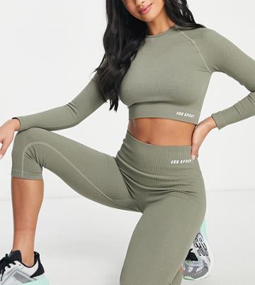 Urban Threads Petite Seamless Gym Leggings In Sage Green