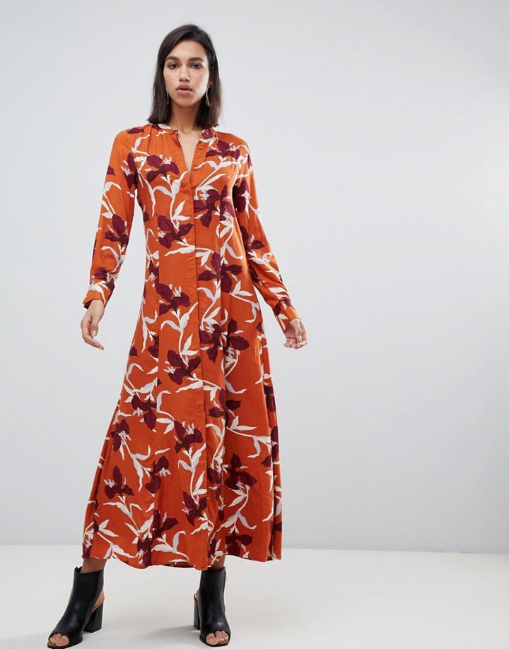 Y.a.s Bold Floral Shirt Maxi Dress-multi