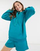 Chelsea Peers Organic Cotton Heavy Weight Oversized Lounge Hoodie In Teal-green