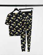 Lindex Julia Organic Cotton Shooting Star Print T-shirt And Legging Set In Black