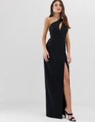 Vesper One Shoulder Maxi Dress In Black - Black