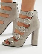 Kendall + Kylie Gray Suede Buckle Sandals - Gray