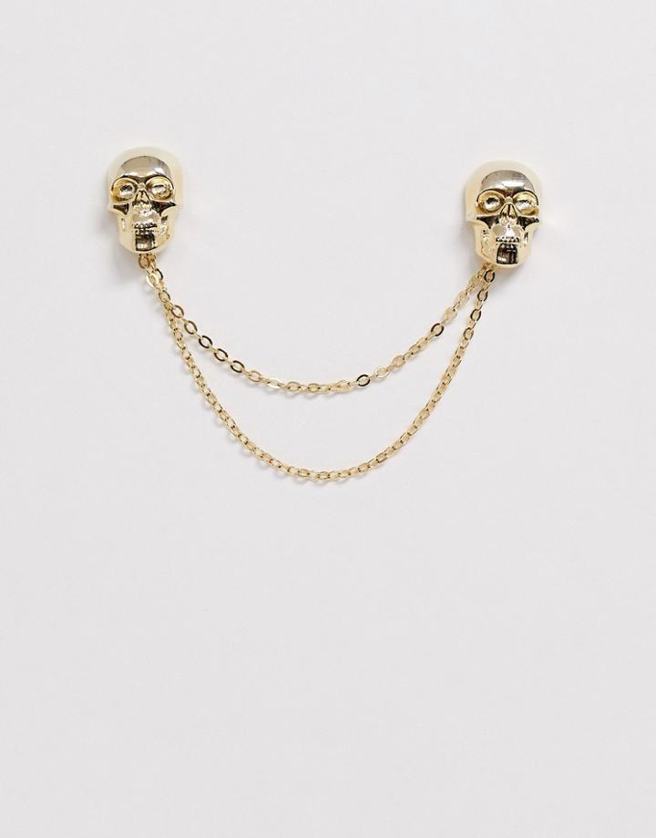 Twisted Tailor Collar Chain With Skull In Gold