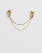 Twisted Tailor Collar Chain With Skull In Gold