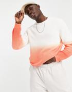 Asos Design Knitted Sweater With Dip Dye In Orange