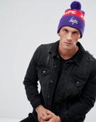 Hype Bobble Beanie In Purple With Logo - Navy