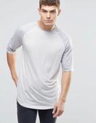 Asos Longline T-shirt With Tonal Raglan Marl Sleeves And Curved Hem