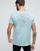 Timberland Back Compass Logo T-shirt Regular Fit In Light Blue - Blue