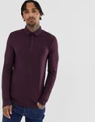 River Island Muscle Fit Polo In Berry-red