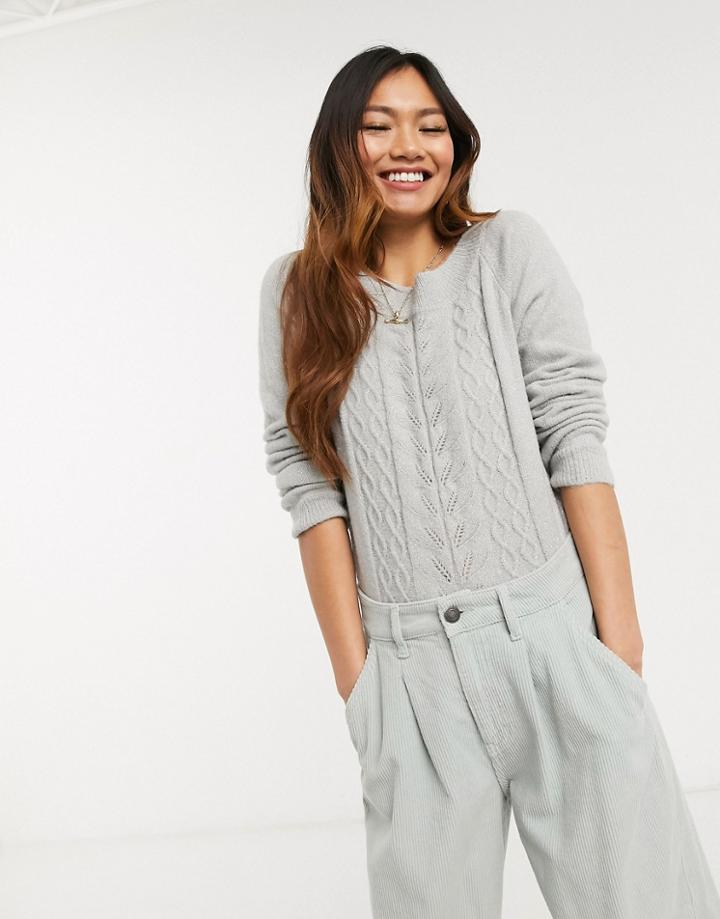 Oasis Cable Sweater In Gray-grey