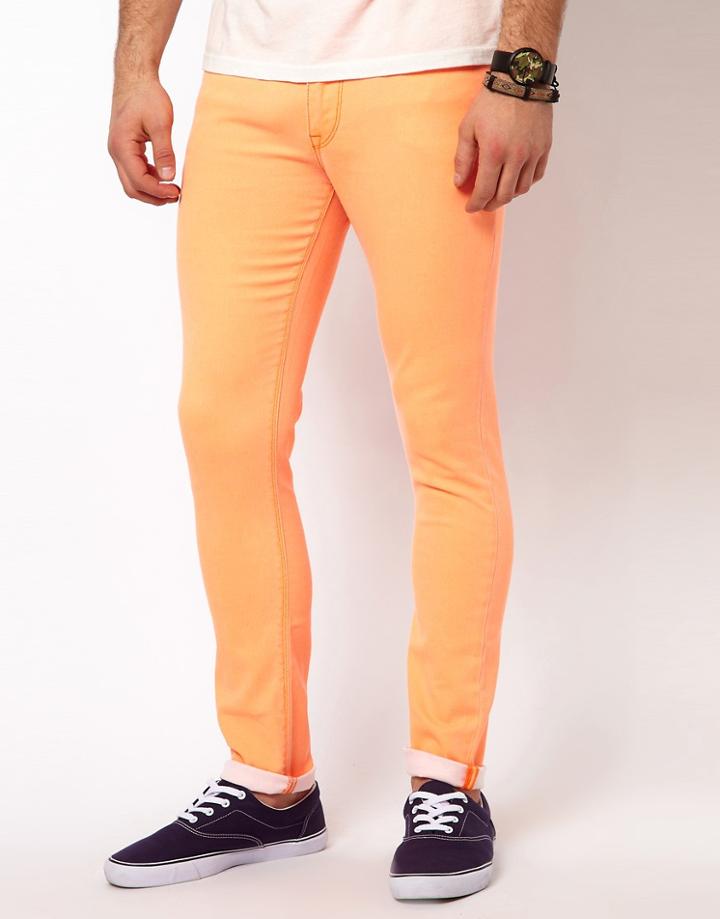 Asos Skinny Jeans In Fluro - Orange