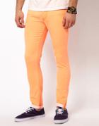 Asos Skinny Jeans In Fluro - Orange