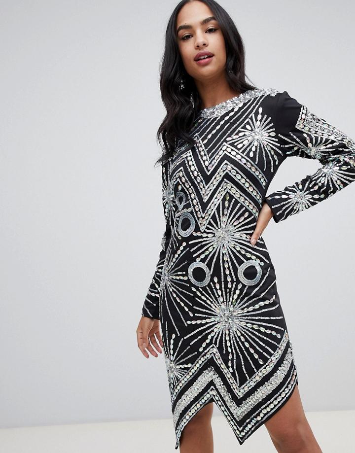 A Star Is Born Midi Dress With Embellished Silver Pattern - Multi