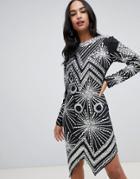 A Star Is Born Midi Dress With Embellished Silver Pattern - Multi