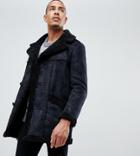 Asos Design Tall Faux Shearling Jacket In Black - Black
