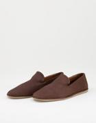 Asos Design Loafers In Soft Brown Leather