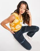 Asos Design Knitted Vest With Cloud Pattern In Yellow
