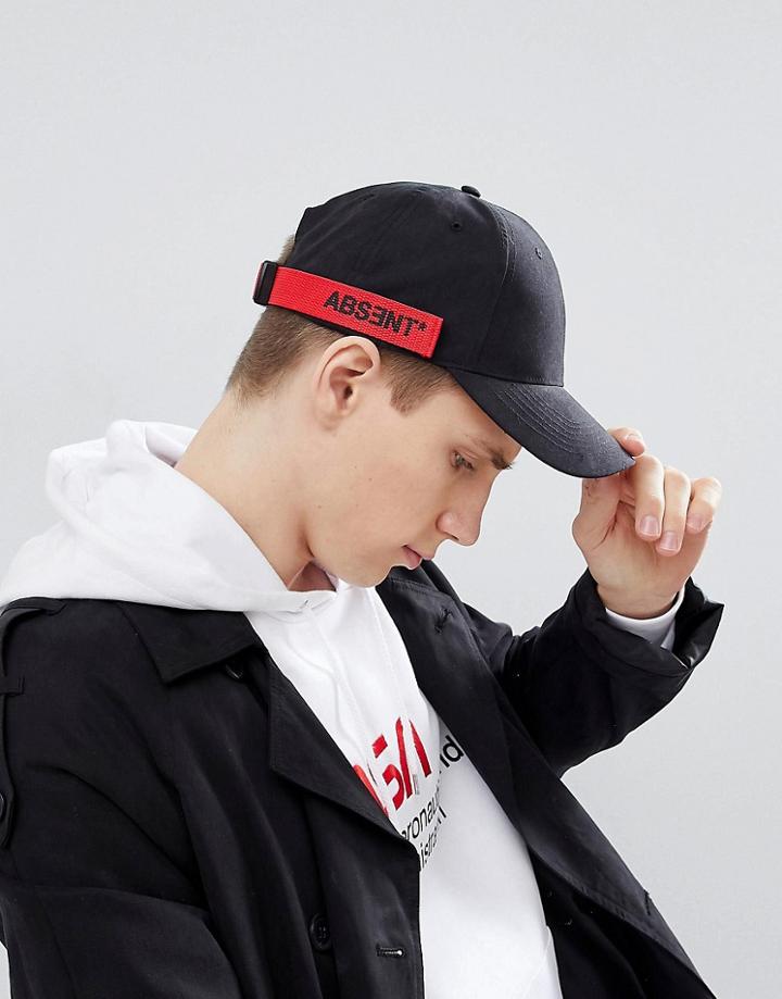Asos Design Baseball Cap In Black Peached Texture With Taping Detail - Black