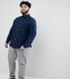 Asos Design Plus Casual Stretch Regular Fit Oxford Shirt In Navy - Navy