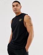 Siksilk Tank With Dropped Arm Hole In Black